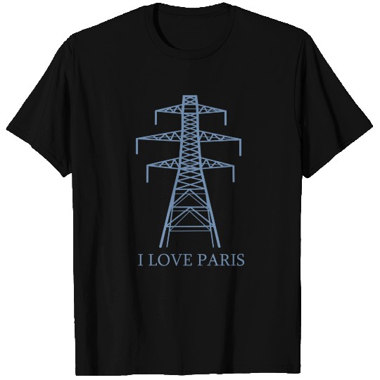 Power Pole as Eiffel Tower "I Love Paris" Satire T Shirts