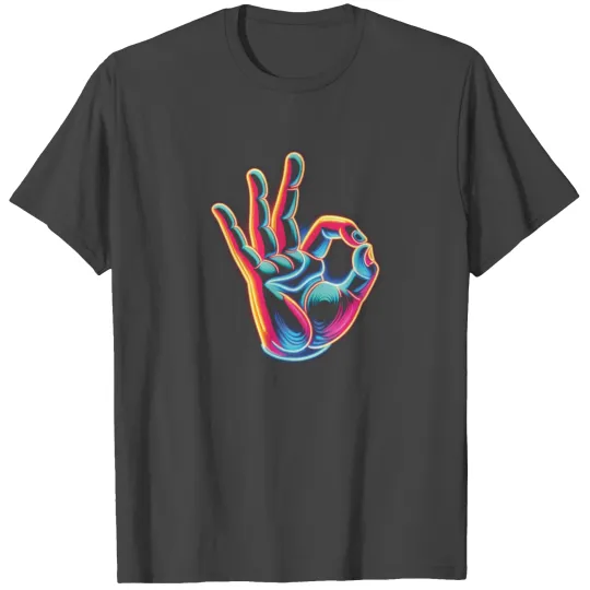 OK, Hand Sign, Neon Colors. T Shirts
