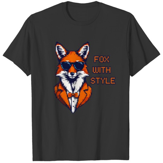 Retro Pixel Art Fox In Sunglasses T Shirts