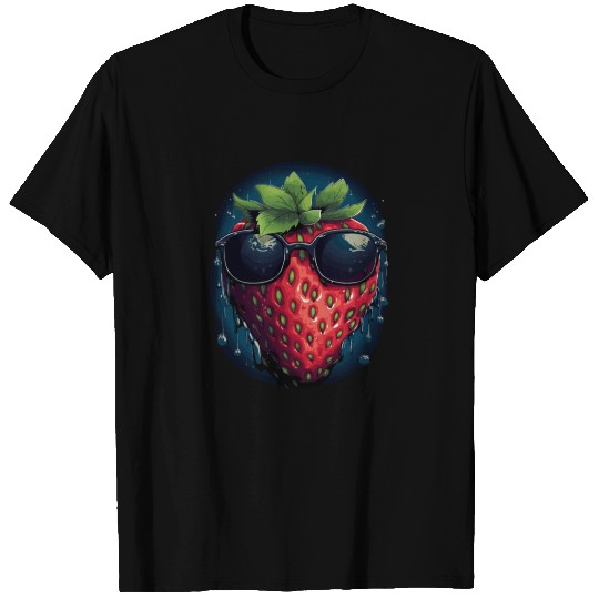 Funny Strawberry With Sunglasses Fruit Tropical T Shirts