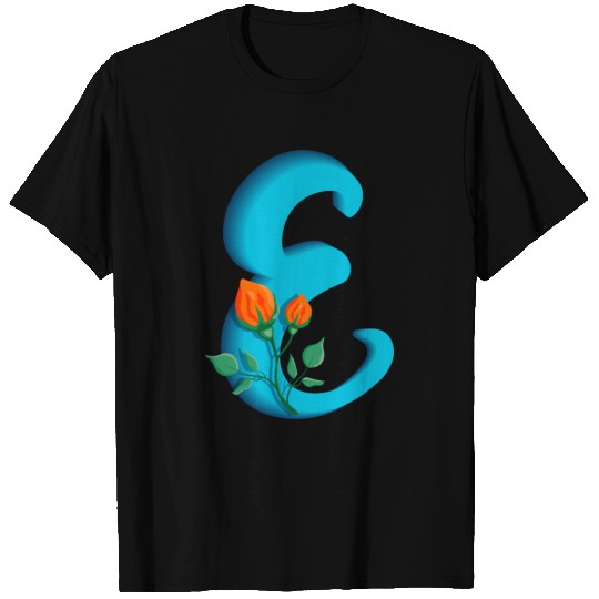 Three dimensional capital letter E rose monogram T Shirts