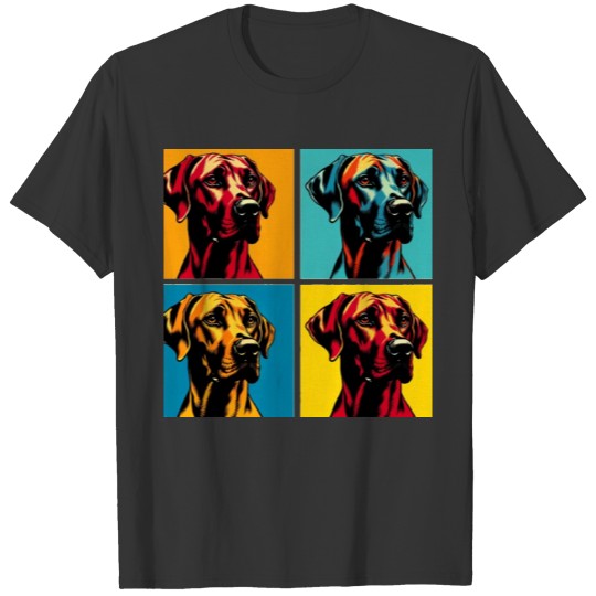 Pop Rhodesian Ridgeback Dog Portrait - Pet Portrai T Shirts