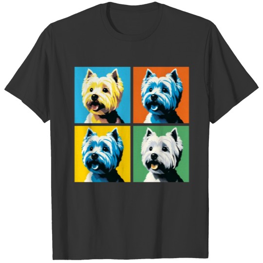 Pop West Highland White Terrier Dog Portrait - Pet T Shirts