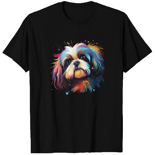 Watercolor Colorful Shih Tzu T Shirts