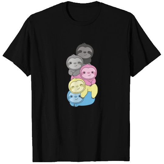 Polygender Flag Pride Lgbtq Cute Sloth T Shirts