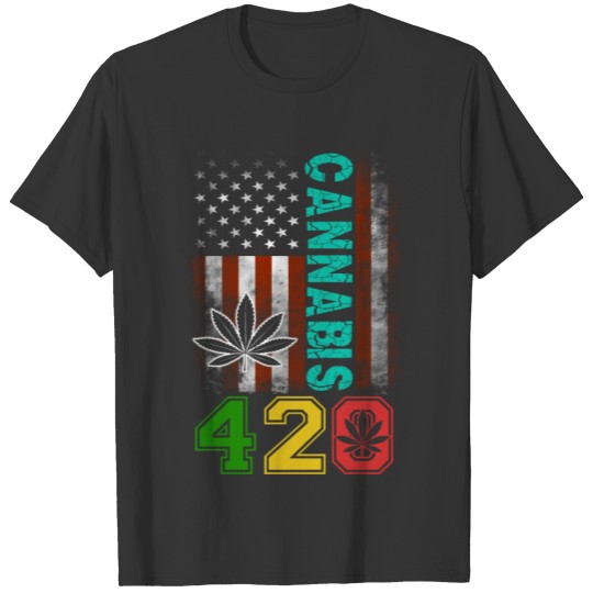 Amusing 420 American Herb Weed Marijuana Design T Shirts
