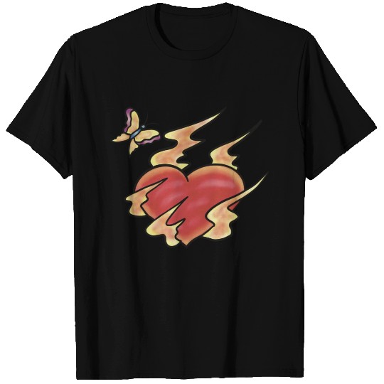 Flaming Heart & Butterfly - Crazy Cool Kids T Shirts