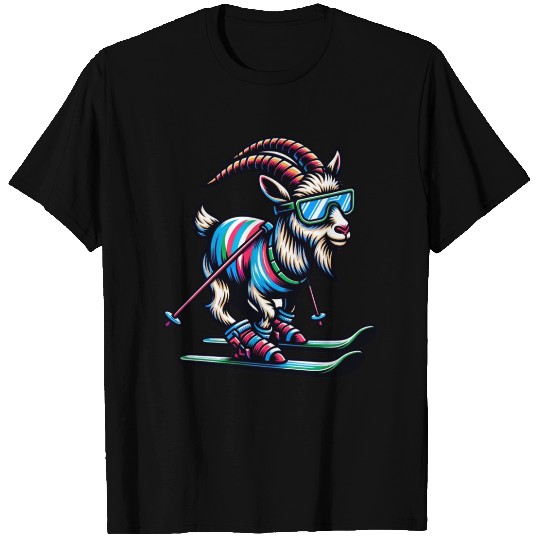 Goat Skiing Downhill Winter Sports Design T Shirts