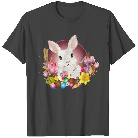 white rabbit with Easter eggs as Easter bunny T Shirts