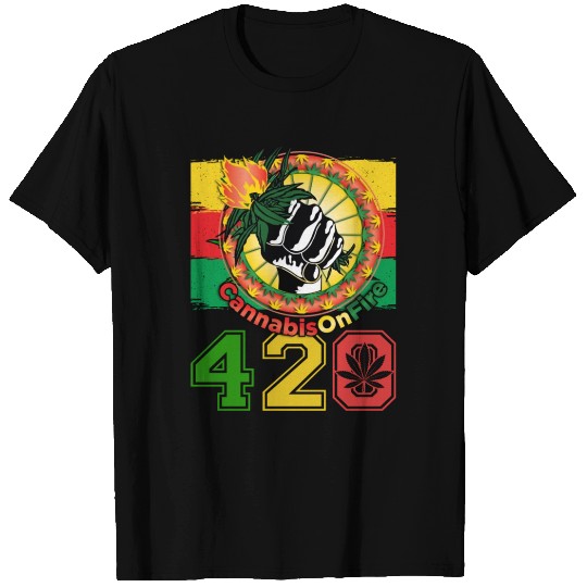 Antic 420 OnFire Herb Weed Marijuana Design T Shirts
