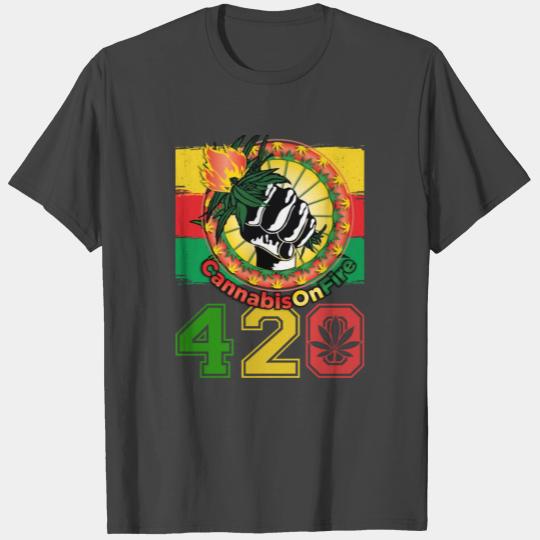 Antic 420 OnFire Herb Weed Marijuana Design T Shirts