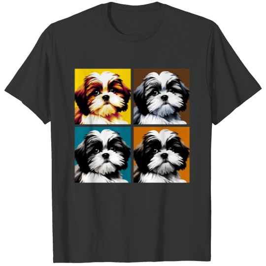 Pop Retro Shih Tzu Art - Dog Portrait T Shirts