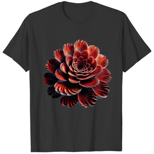 Red Flower Fractal T Shirts