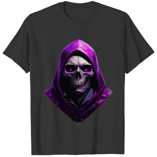 A purple skull with hood-cool horror design T Shirts
