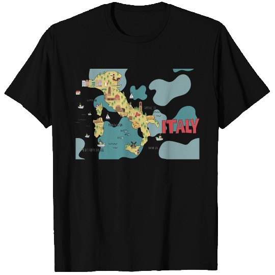 City Illustrations Italy World Map Travel Map T Shirts