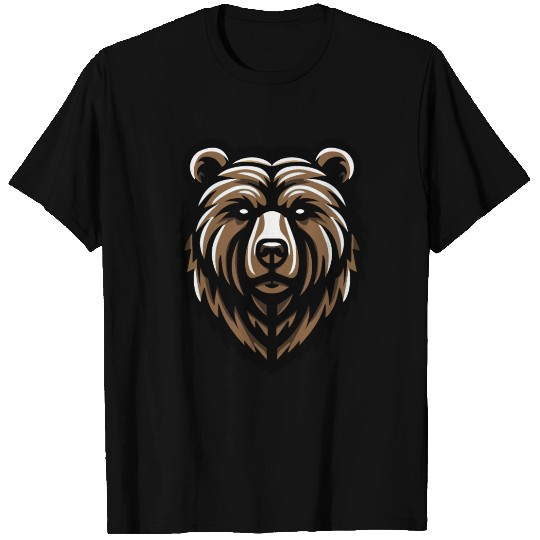 Brown Grizzly Bear Head Design T Shirts