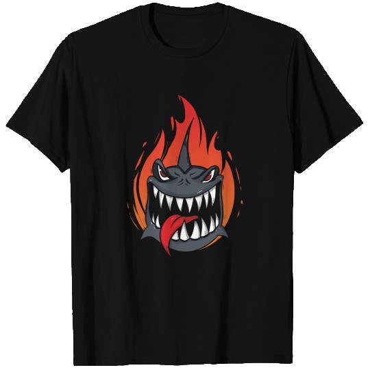 Angry Shark Attack Cartoon Design T Shirts