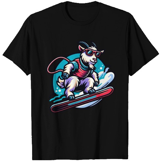 Goat Snowboarder Winter Adventure Design T Shirts