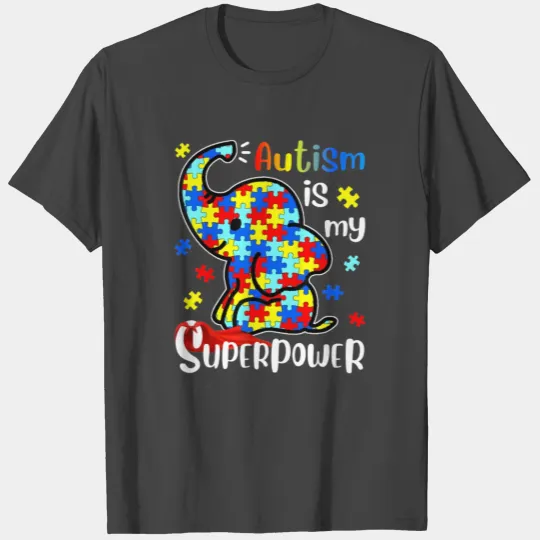 Kids Autism Is My Superpower Cute Elephant Autism T Shirts
