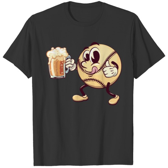 baseball cartoon raising a large beer glass T Shirts