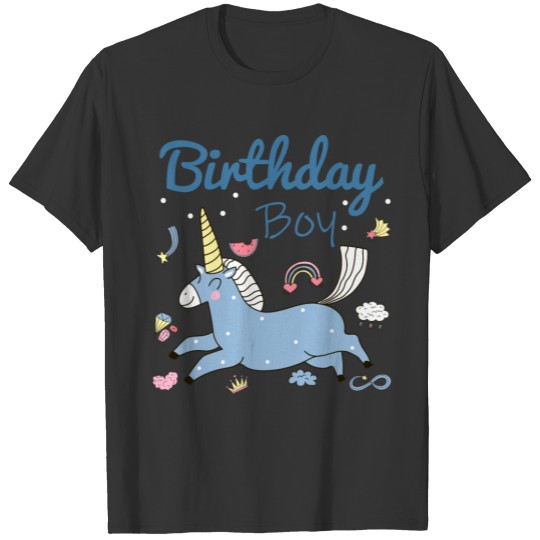 Cute Baby Unicorn - Birthday Boy T Shirts