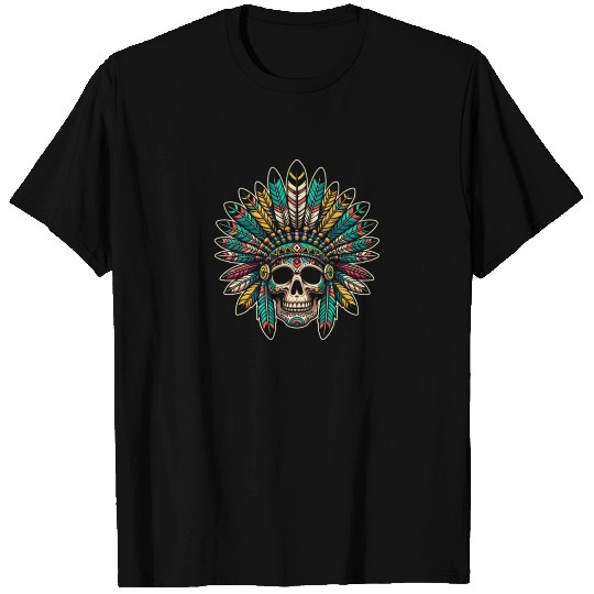 Indigenous Native American Skull Head T Shirts