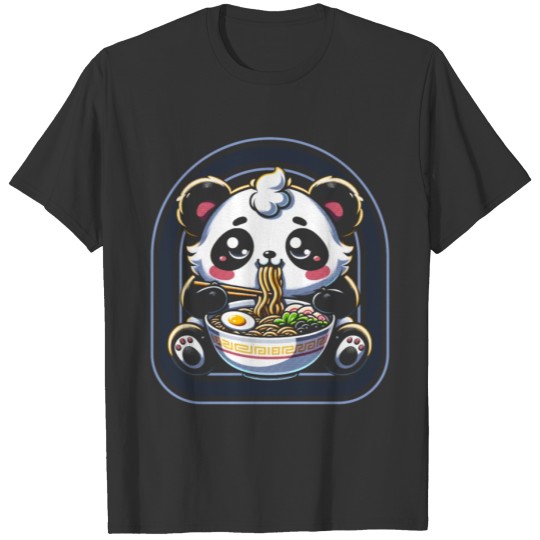 Panda Kawaii Cute Eating Ramen Japanese Noodles T Shirts