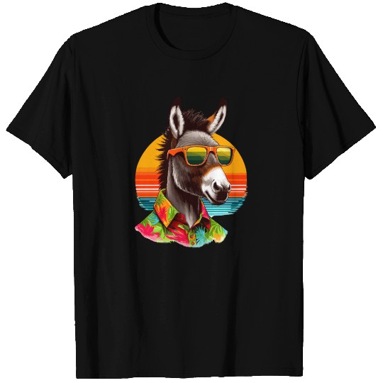 Retro Sunset And Donkey In Color T Shirts