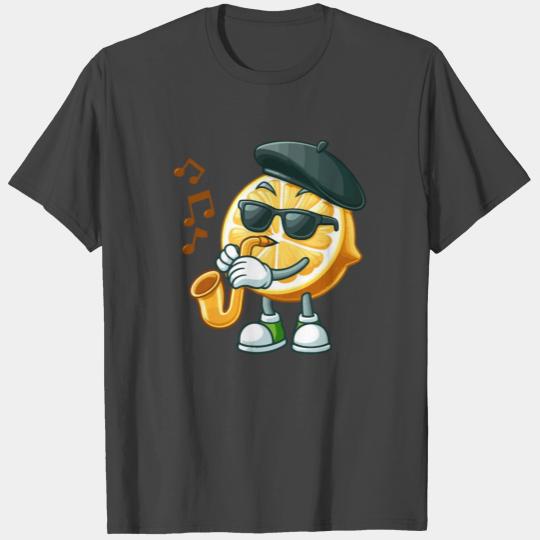 Cool Saxophone Orange Character T Shirts