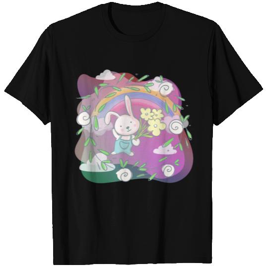 Cute Funny Easter Egg Rabbit With Flower Frame T Shirts