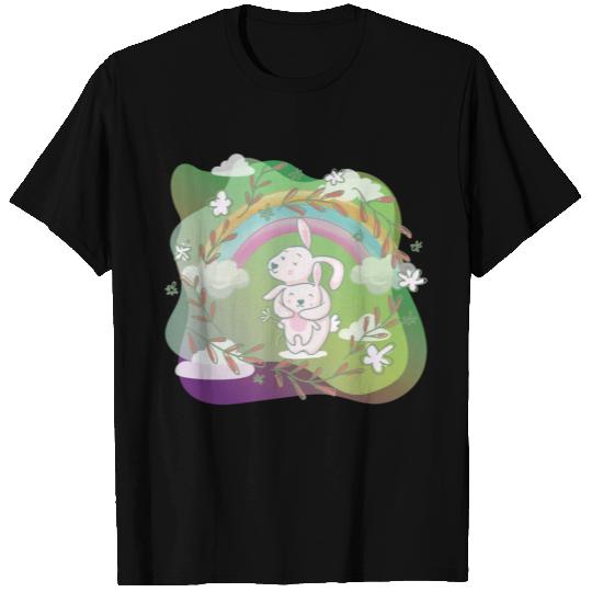 Cute Funny Easter Egg Rabbit With Flower Frame T Shirts