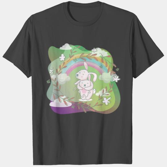 Cute Funny Easter Egg Rabbit With Flower Frame T Shirts