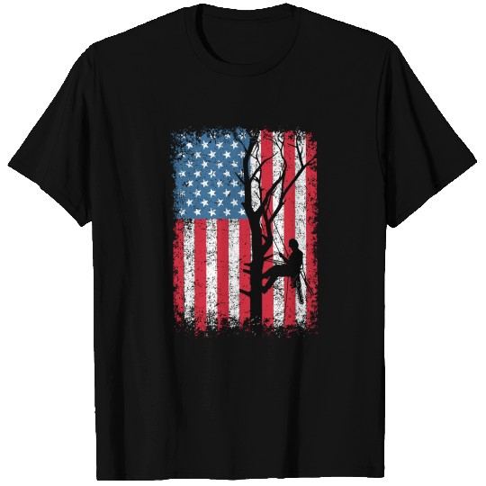 American Flag Arborist Gift For Men Cool Tree Love T Shirts