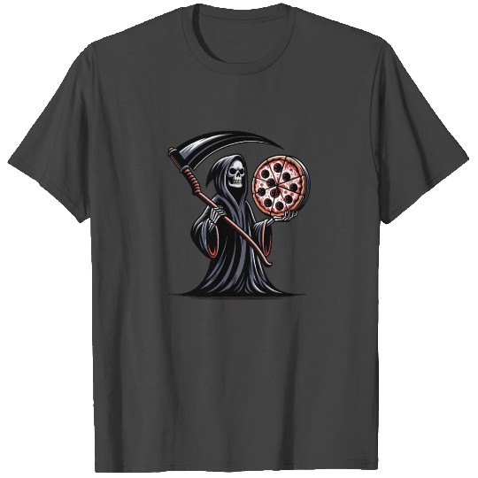 Funny Shinigami with Pizza, Halloween Style T Shirts
