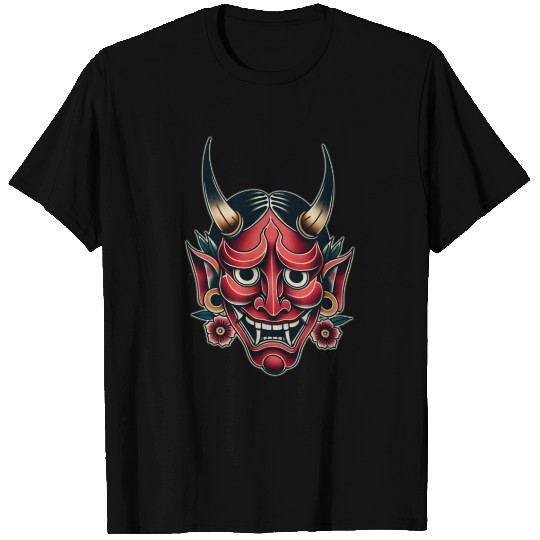 AI Japanese Red Kabuki Devil Mask T Shirts