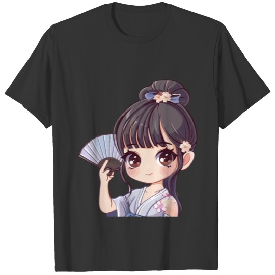 Cherry Blossom Fan Girl with Graceful Charm T Shirts