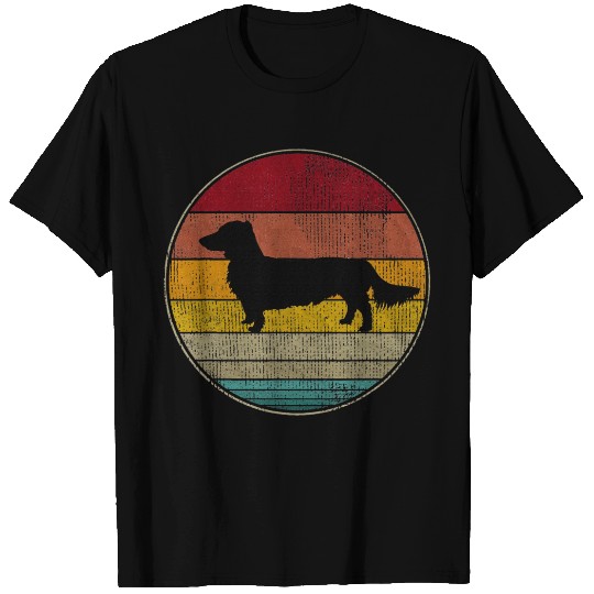 Long Haired Dachshund Dog Silhouette Pet Lover T Shirts