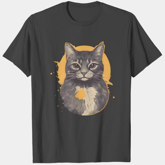 Grey Cute Cat T Shirts