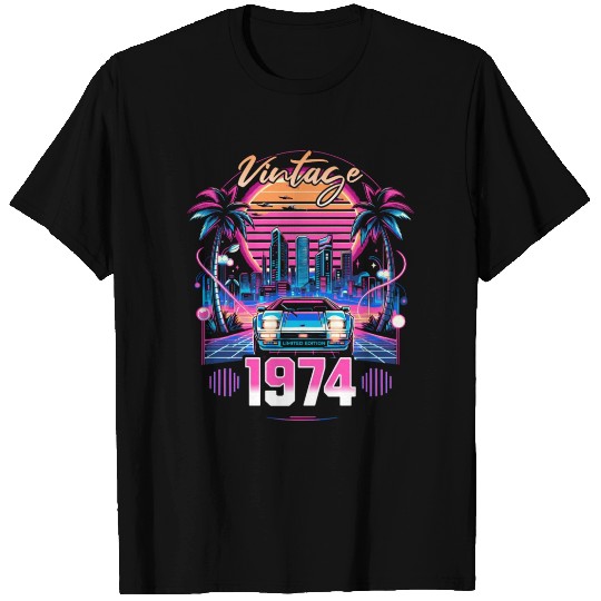 Synthwave Aesthetic 1974 50th Birthday T Shirts