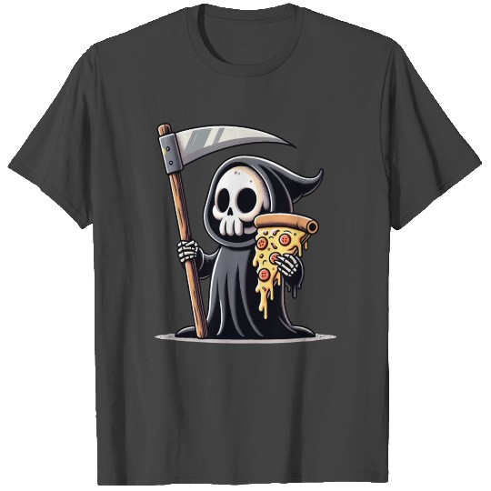 Funny Shinigami with Pizza, Halloween Style T Shirts
