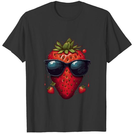 Funny Strawberry With Sunglasses Fruit Tropical T Shirts