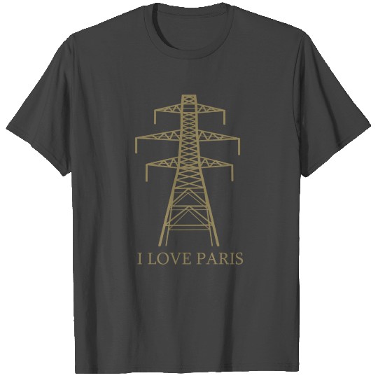 Power Pole as Eiffel Tower "I Love Paris" Satire T Shirts