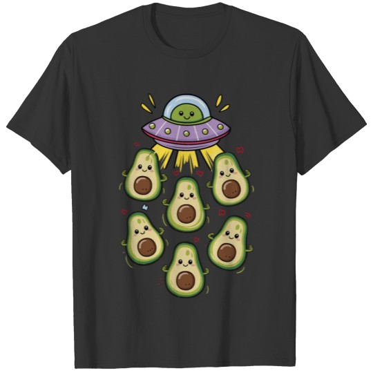 Alien Spaceship Abduction of Cute Avocados T Shirts