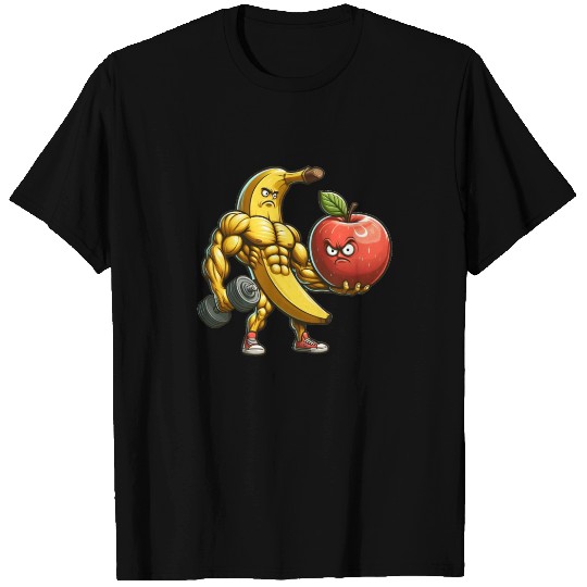 Muscular banana lifts huge apple T Shirts