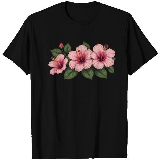 Tropical pink hibiscus flowers T Shirts