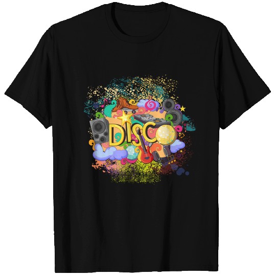 Vector Disco Theme Guitar Piano Song Drum Speaker T Shirts
