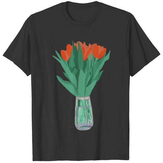 Modern Orange Tulip Flower Illustration T Shirts