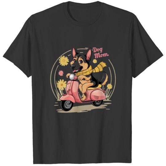 dog mom pink scooter T Shirts