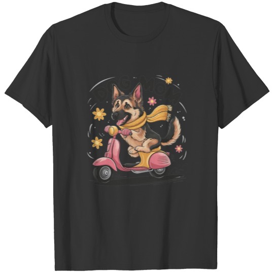 dog mom pink scooter T Shirts