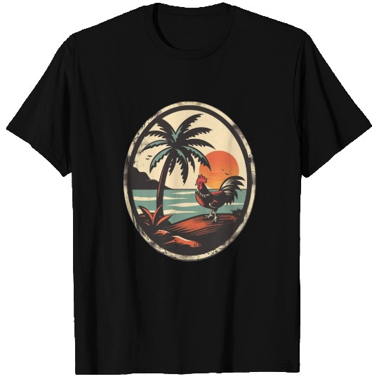Retro Chicken and Palm Tree T Shirts